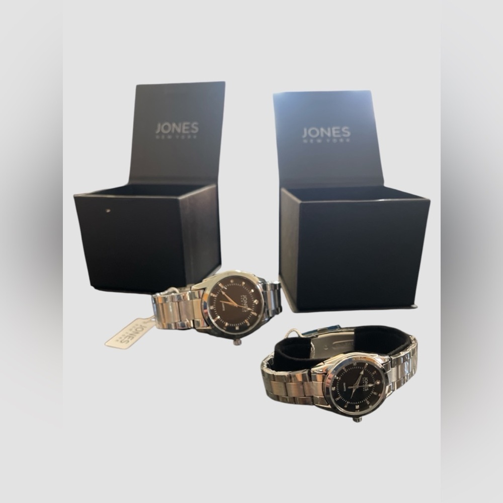 Jones New York Anna Matching Watch His & Her Set New In Box Stainless Steel Gift - Picture 2 of 6